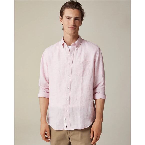 J Crew Slim Baird McNutt Irish Linen Button Up Shirt US Men's M - Picture 1 of 7